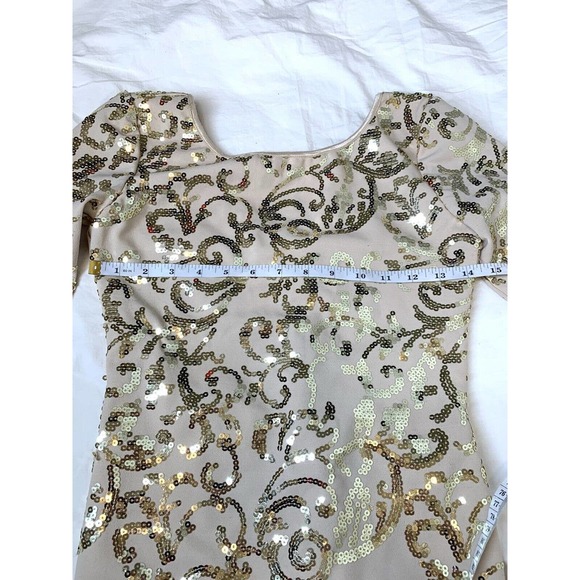 City Triangles Women’s Prom Party Sequin Dress Size S Gold Sequin Swirls - Picture 4 of 6